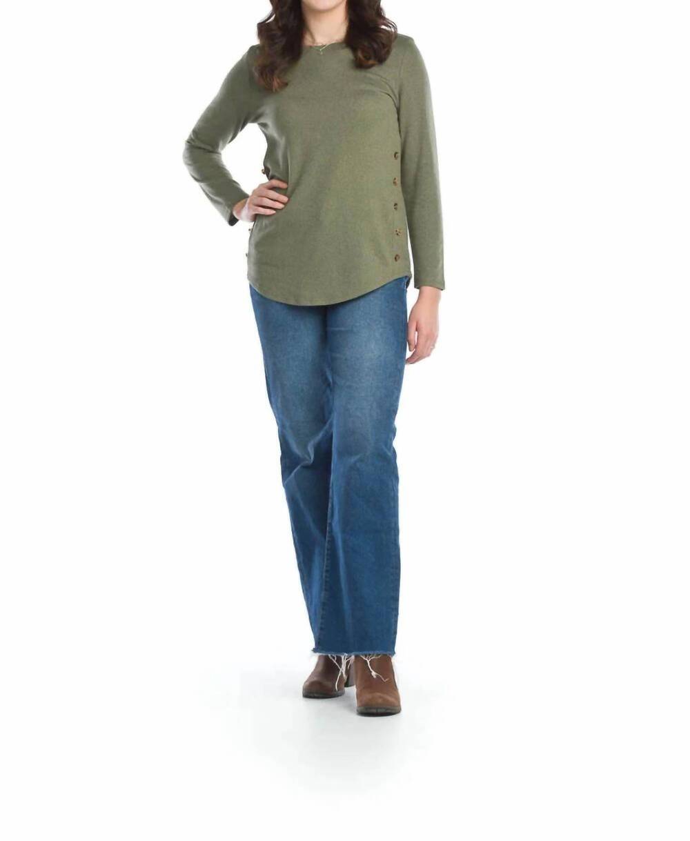NEW PAPILLON lightweight sweater with side button detail in khaki